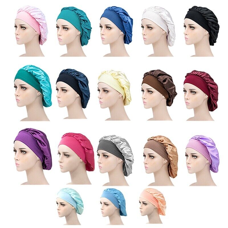 Sleeping Bonnet Hair Wrap Silk Satin Cap Women Elastic Night Soft Hat Headwear