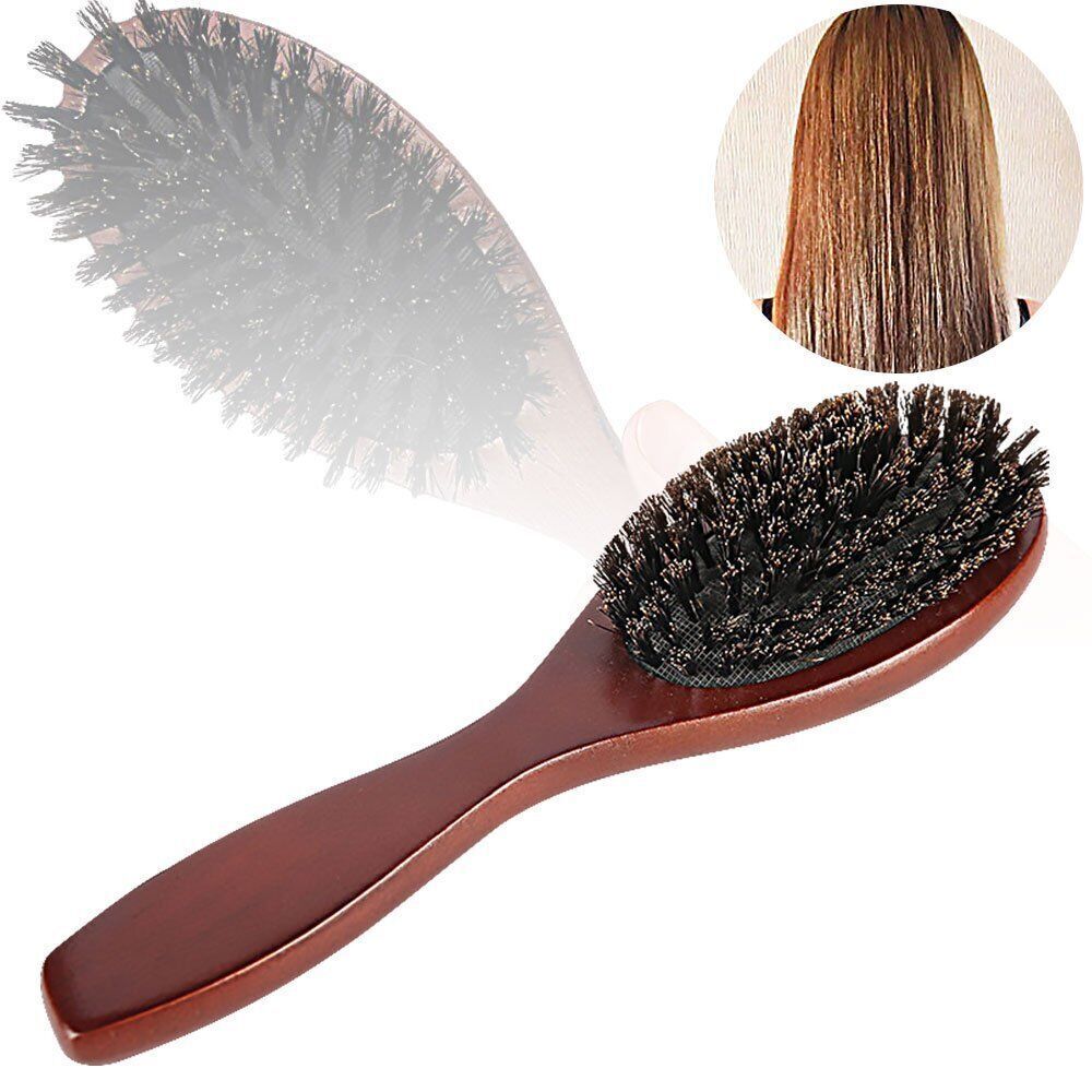 Natural Boar Bristle Brush Comb Anti-static Hairdressing Hair Styling Comb