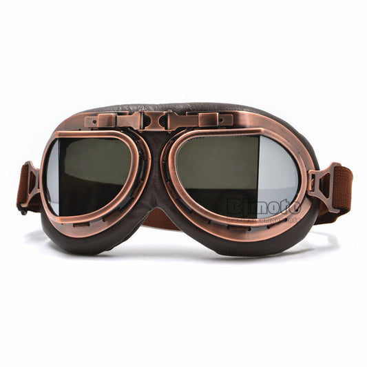 Retro Vintage Pilot Aviator Goggles Motorcycle For Harley Racer Cruiser Smoke