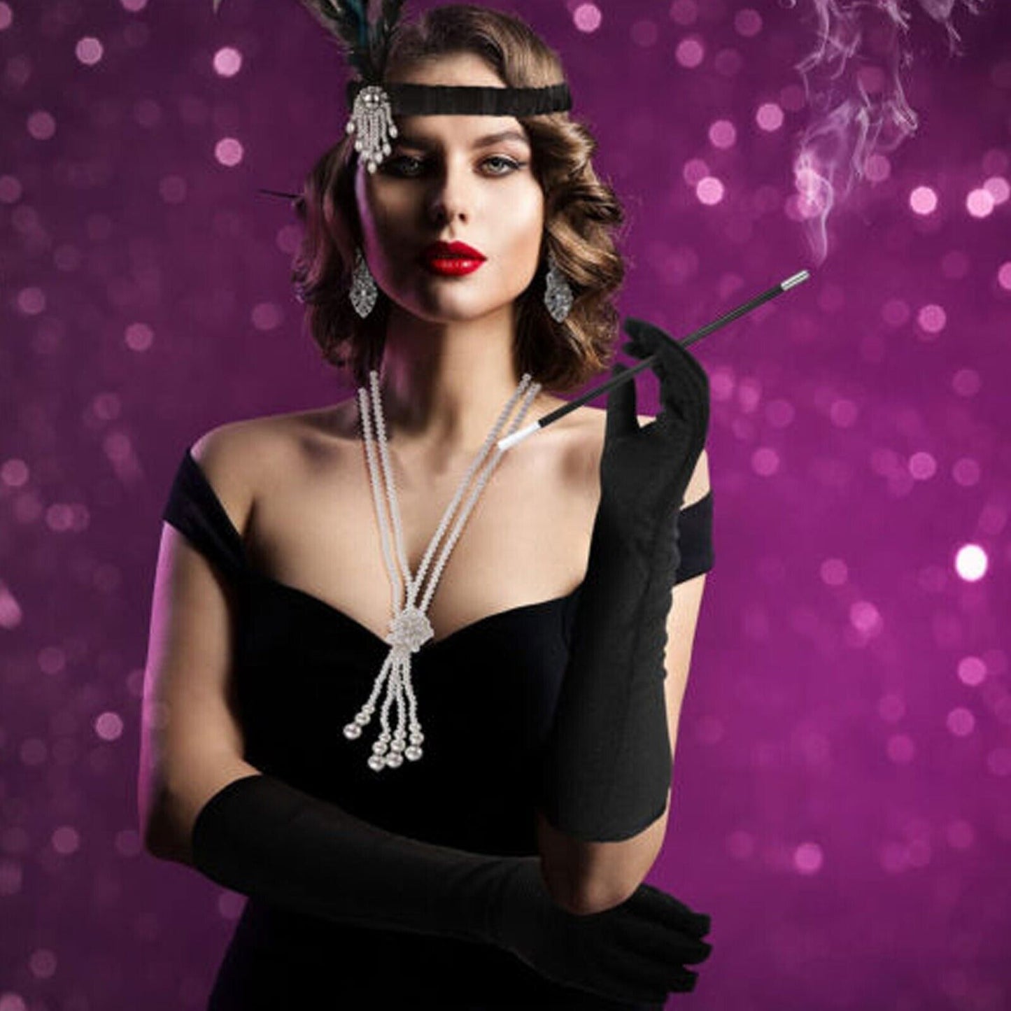 Women 1920'S Great Gatsby Accessories Kit Fancy Dress Costume Flapper Headpiece