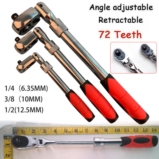 1/4" 3/8'' 1/2'' Flex Head Socket Ratchet Wrench Extendable Ratchet Auto Repair