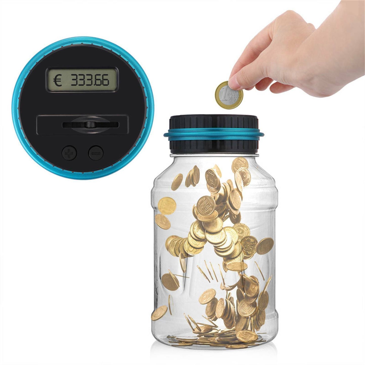 Coin Counting Money Jar Digital LCD Display OZ Coins Piggy Bank Box