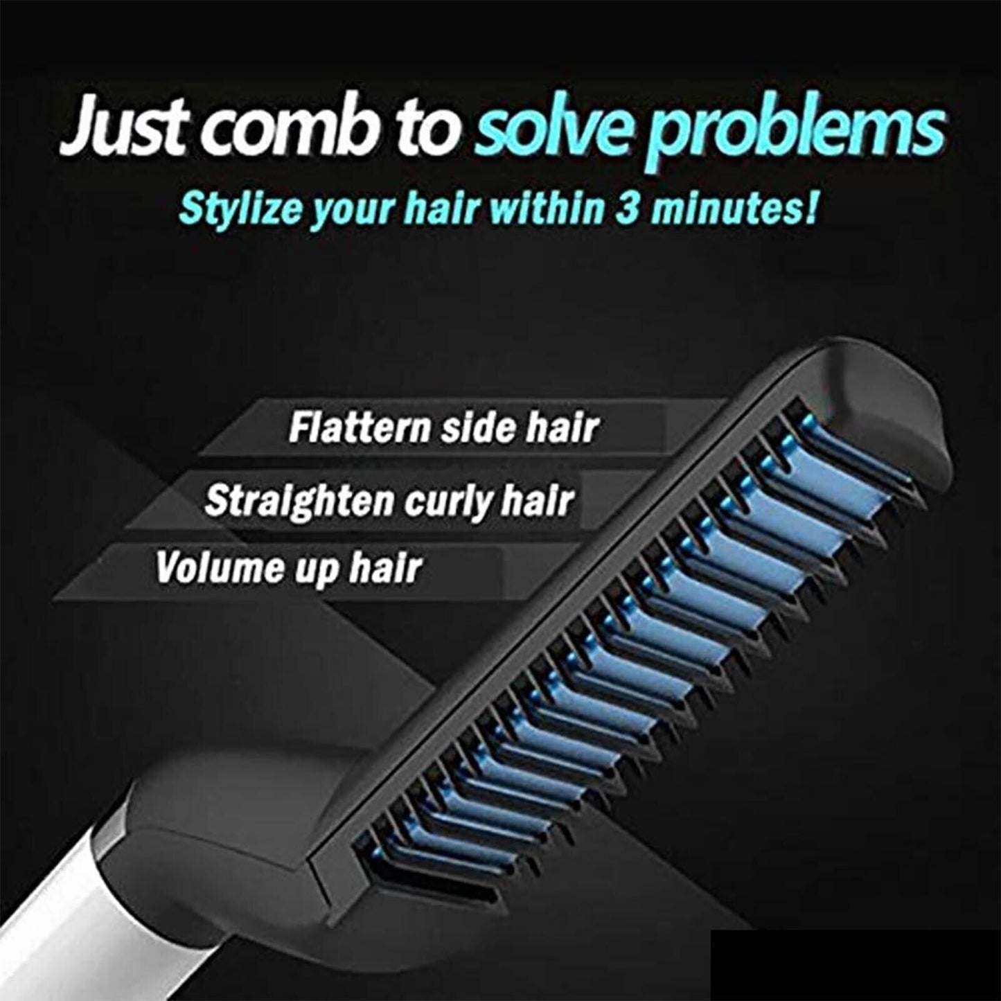 Quick Beard Straightener Hair Styler Multifunctional Comb Curler Show Cap Men