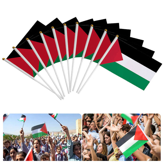 30PCS Palestinian National Hand Held Flags Palestine Stick Flag Small Miniature