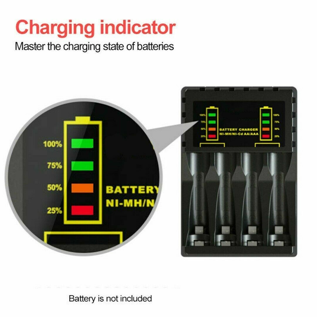 4 Slot Intelligent Batteries Charger For AAA AA NI-MH NI-CD Rechargeable Battery