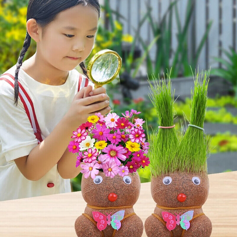 Room Decor Mini Grass Head Doll Small Potted Plant Watering Green Plants Beautif