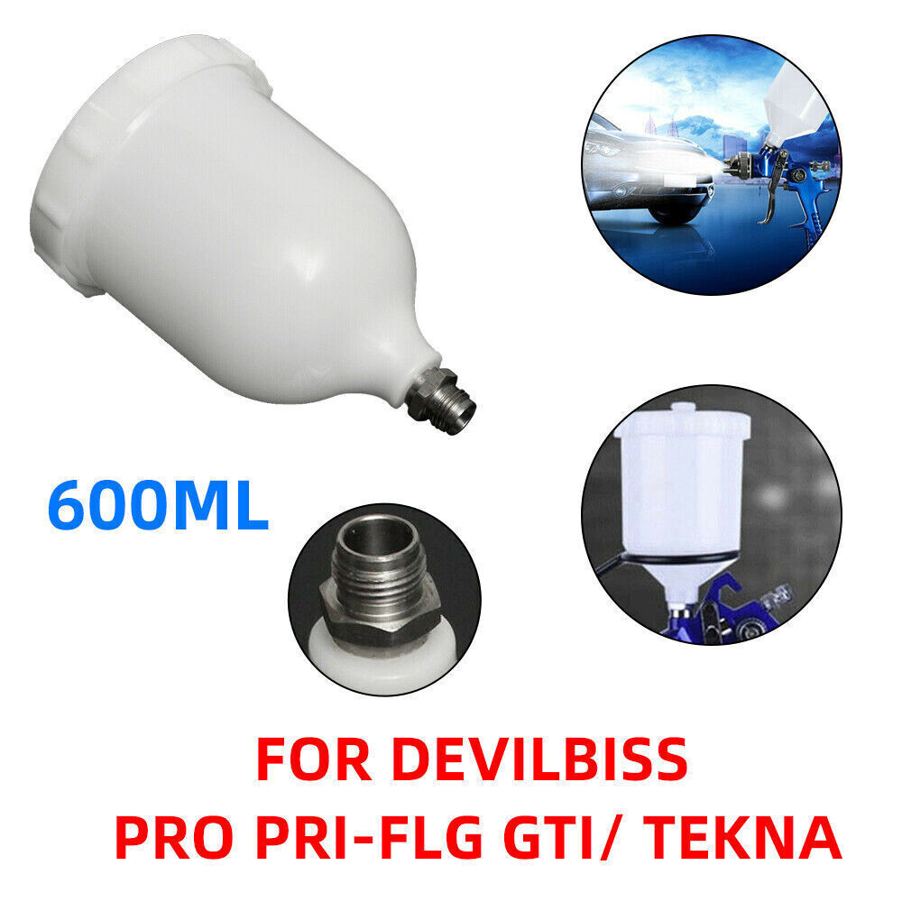 600ML Spray Gun Pot Paint Cup Replace For Devilbiss / TEKNA Pro Pri Spare Part