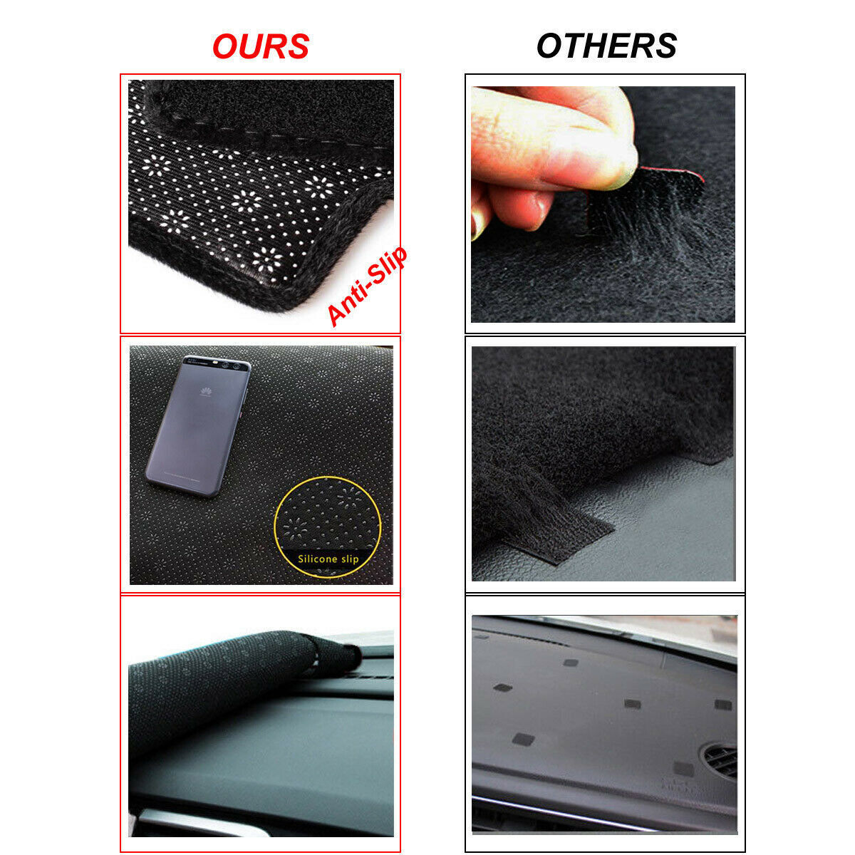 Non-Slip Dash Mat Fits For Honda Odyssey RC 2.4L 14-19 Dashboard Cover Black