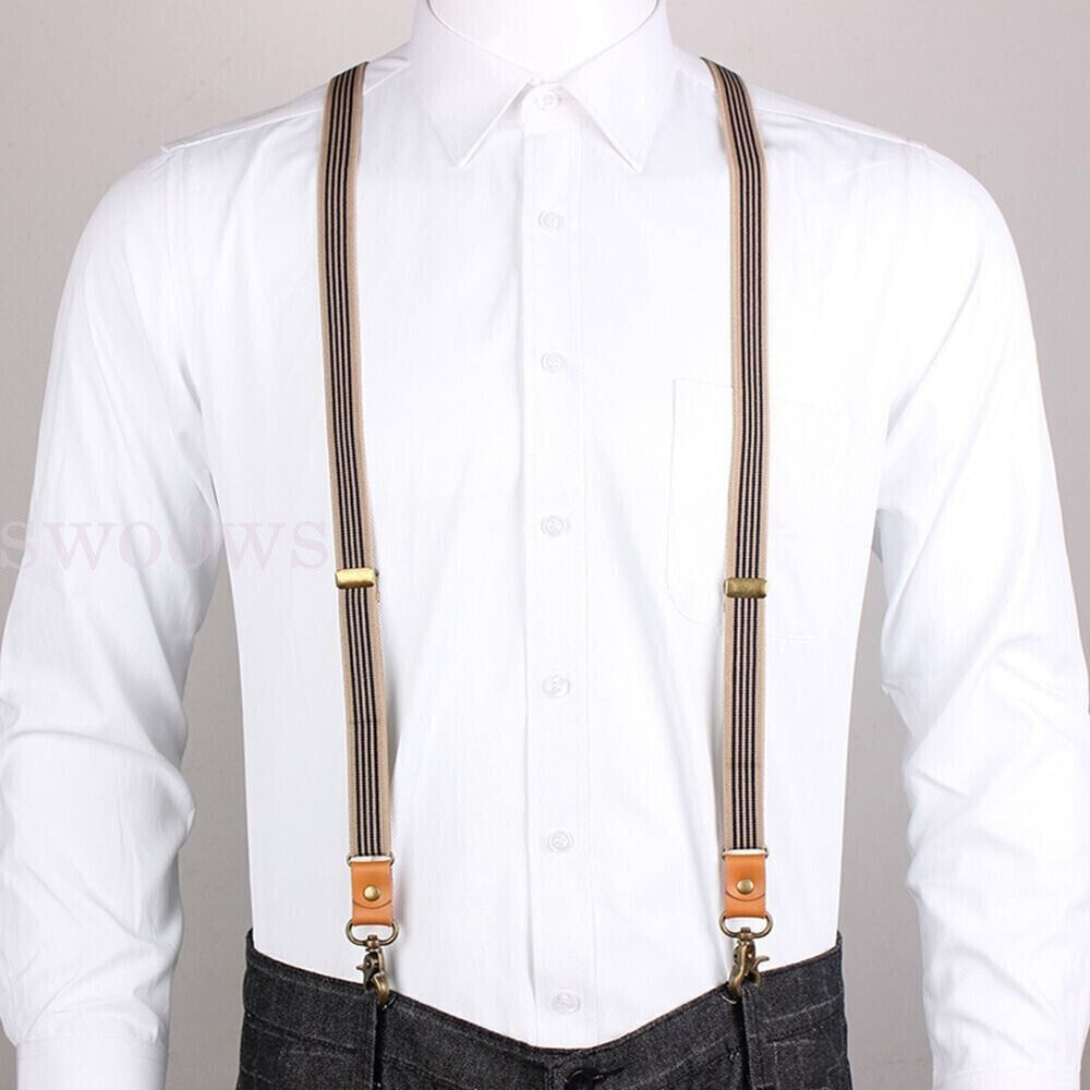 3 Hooks Hanging Pants Clip Suspenders Clips Tie Suspenders Adjustable Braces NEW