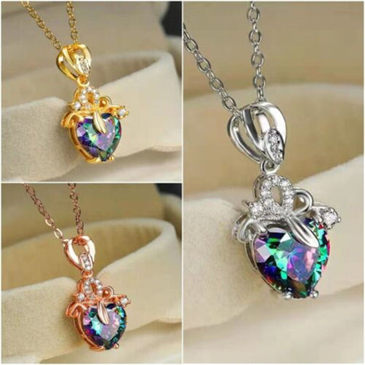 Heart Mystic Pendant Alloy Necklace Choker Chain For Women Wedding Jewelry Charm