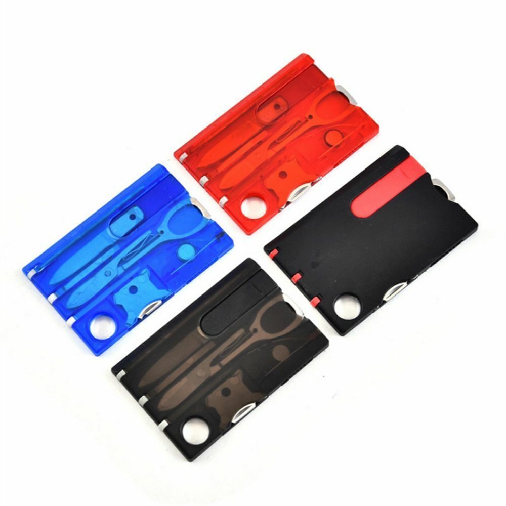 2x Multi Tool Credit Card Size Kit LED Functional Switzerland Knife 12 in 1 Light