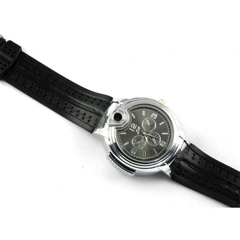 Military Cigarette Cigar Lighter Watch Men Quartz Refillable Wrist Watches Gift