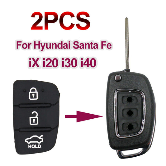 Flip Key Replacement Rubber Keypad For Hyundai Santa Fe iX i20 i30 i40 2pcs