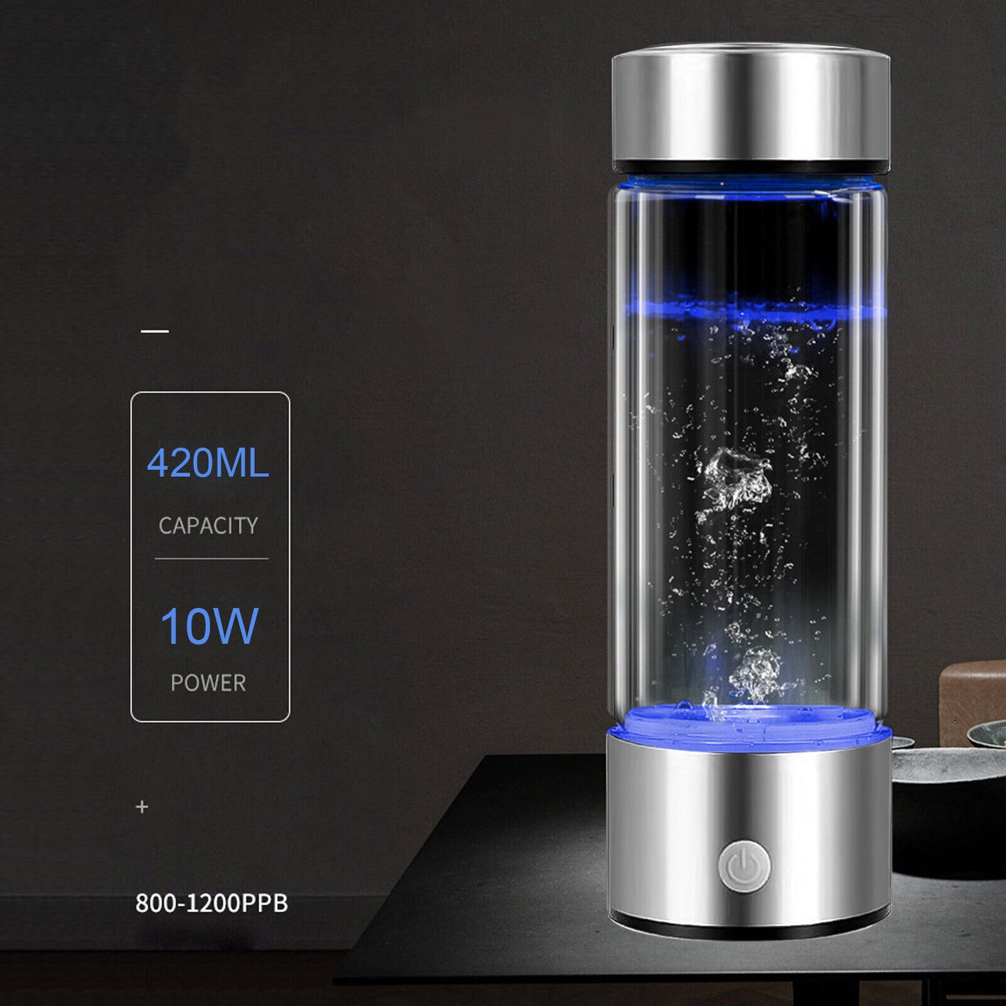 Hydrogen Rich Alkaline Water Ionizer Generator Bottle Cup USB Portable Mug 420ML