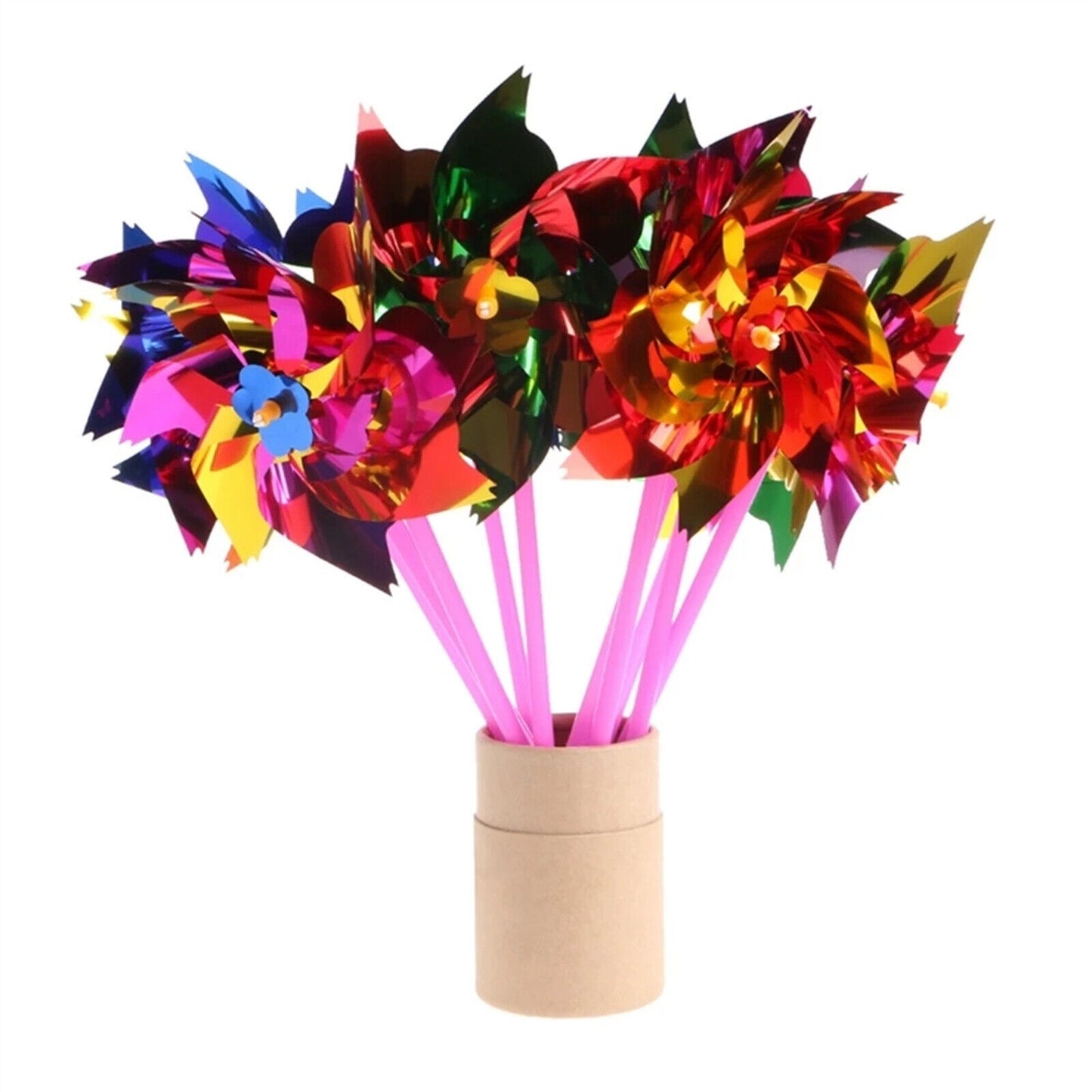 100X Plastic Windmill Pinwheel Wind Spinner Kids Toy Lawn Garden Party Decor