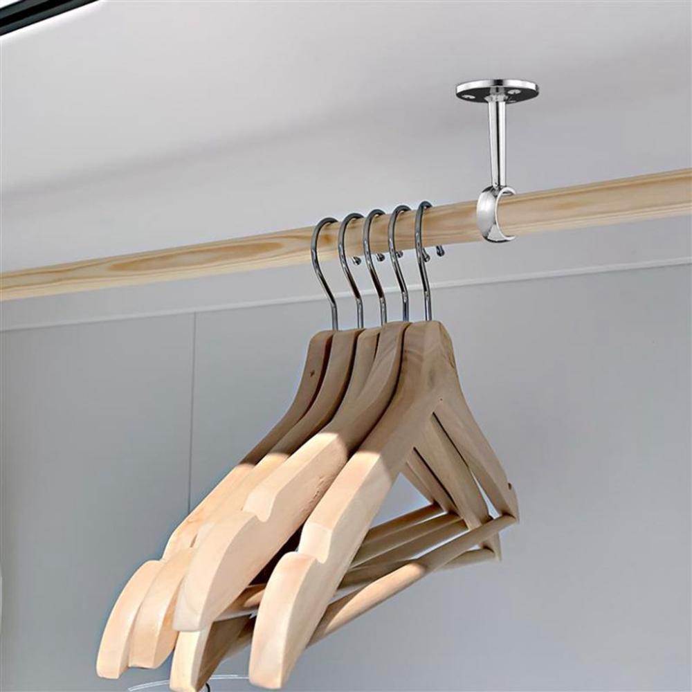 2pcs Tube Support Curtain Rod Bracket Wardrobe Rail Holder Clothes Rod Holder