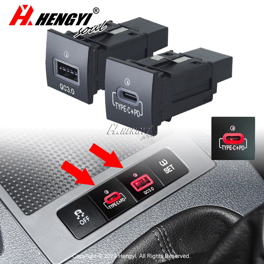 LED QC3.0 USB Port Hub Charger+PD For Golf / GTI / R-Line 2006-2013 MK5 MK6