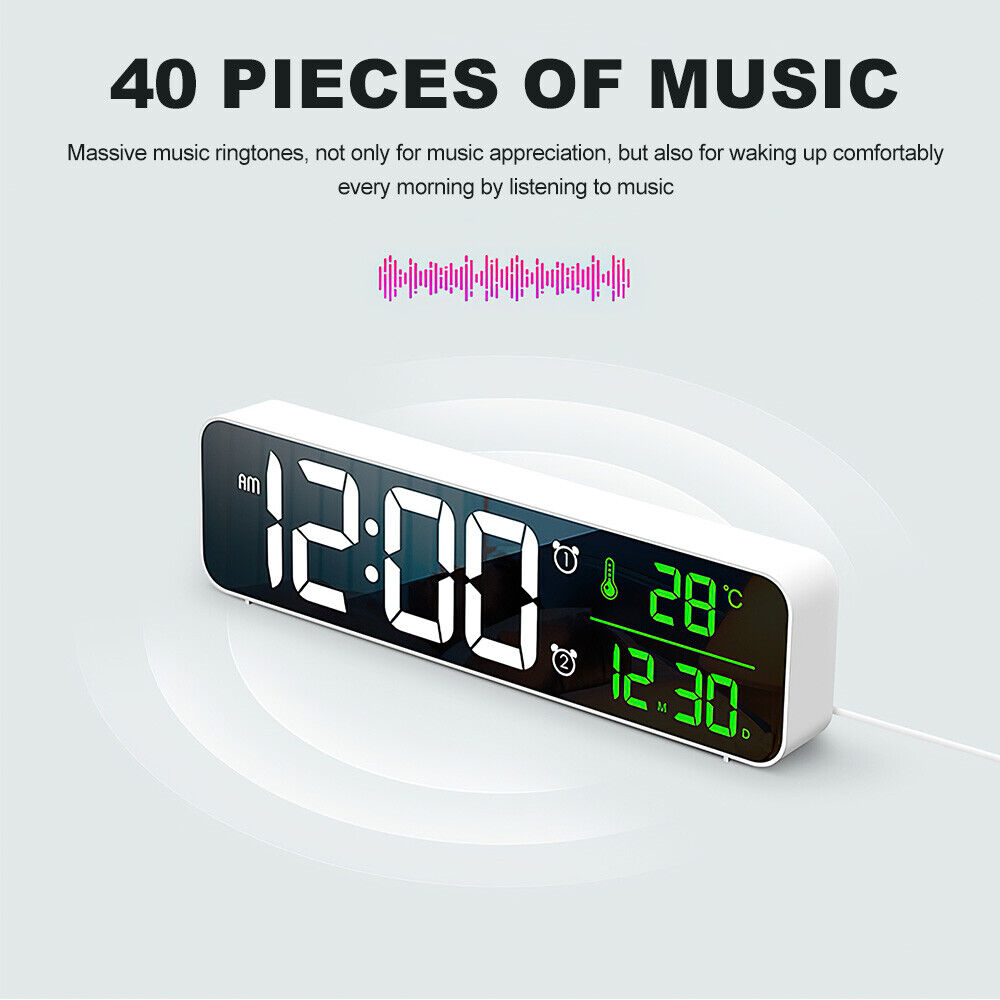 Digital Clock LED Display Desk Table Temperature Alarm Time Modern Home Decor