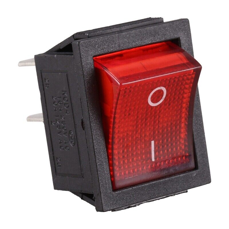 Red Light Illuminated 4 Pin DPST ON/OFF Snap in Rocker Switch 16A 20A 250V