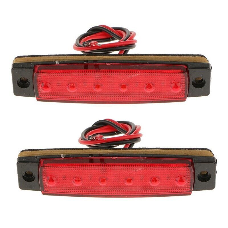 Set of 2 Waterproof 6 LED Red Brake Stop Tail Lights for Trucks and Trailers