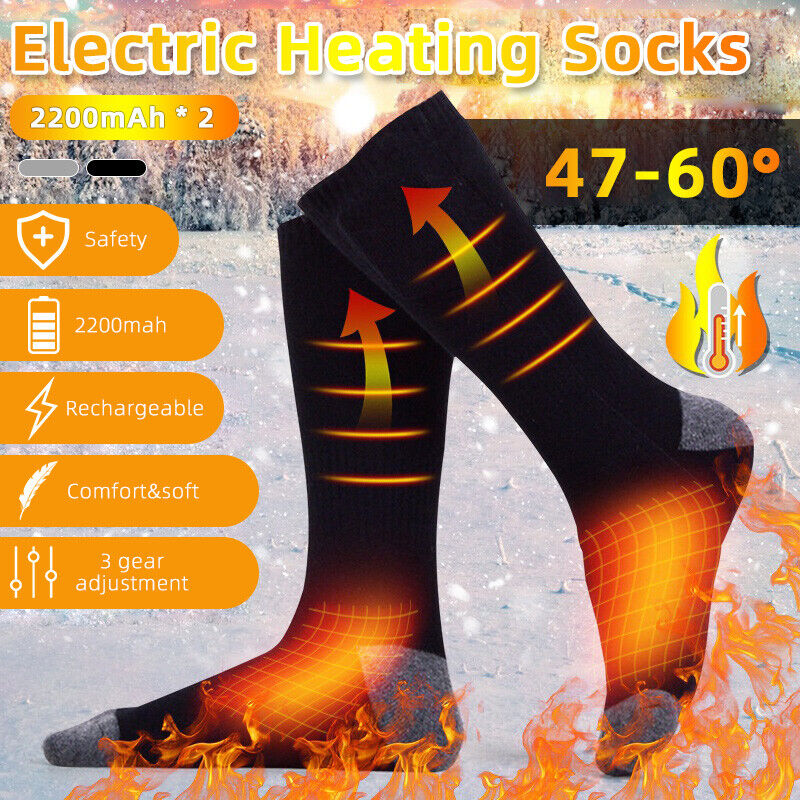 Winter Electric Heated Socks Boot Feet Warmer USB Rechargable Battery Warm Sock