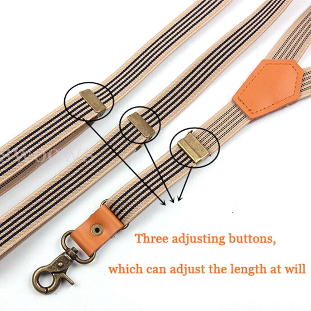 3 Hooks Hanging Pants Clip Suspenders Clips Tie Suspenders Adjustable Braces NEW