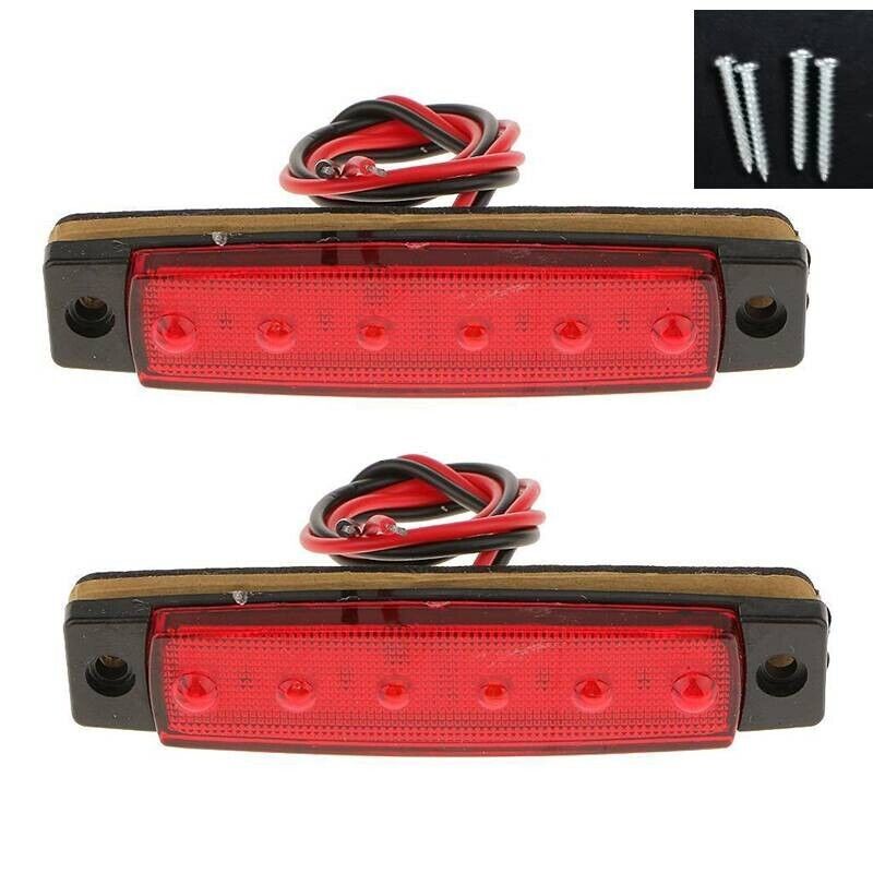 Set of 2 Waterproof 6 LED Red Brake Stop Tail Lights for Trucks and Trailers