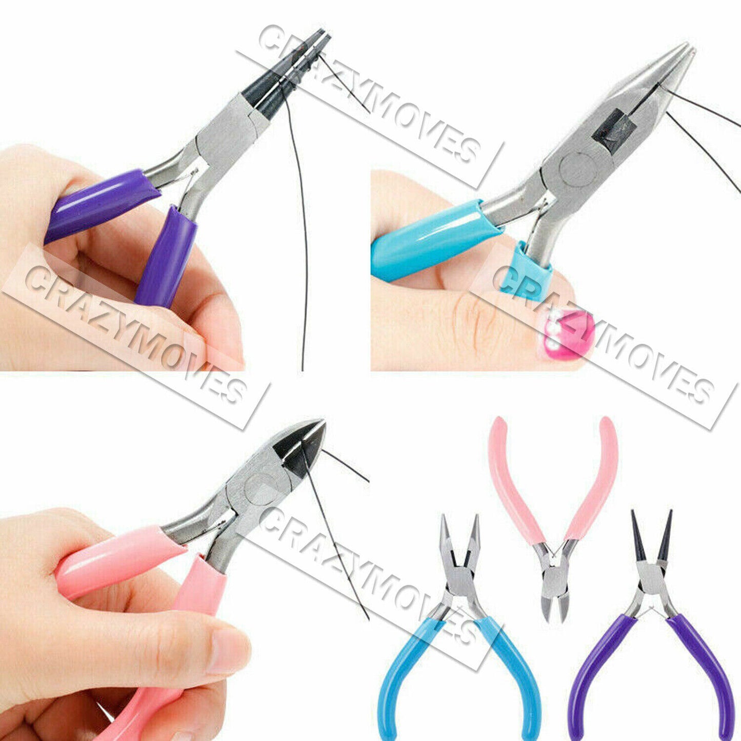 3pcs Round Nose Pliers Beading Jewellery Making Tools Wire Cutters Combo Tools