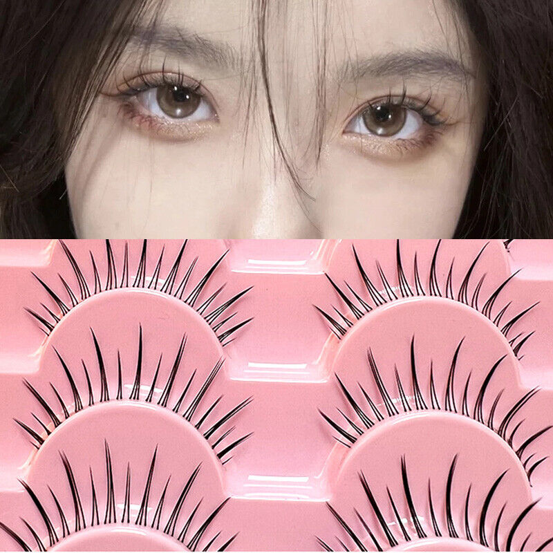 10 Pairs Faux Mink Fake Eyelashes Natural Short Cross Wispy Makeup False Lashes