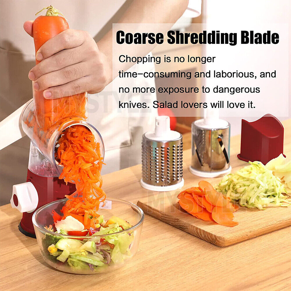 Kitchen Vegetable Food Manual Rotary Drum Grater Chopper Slicer Fruit Cutter