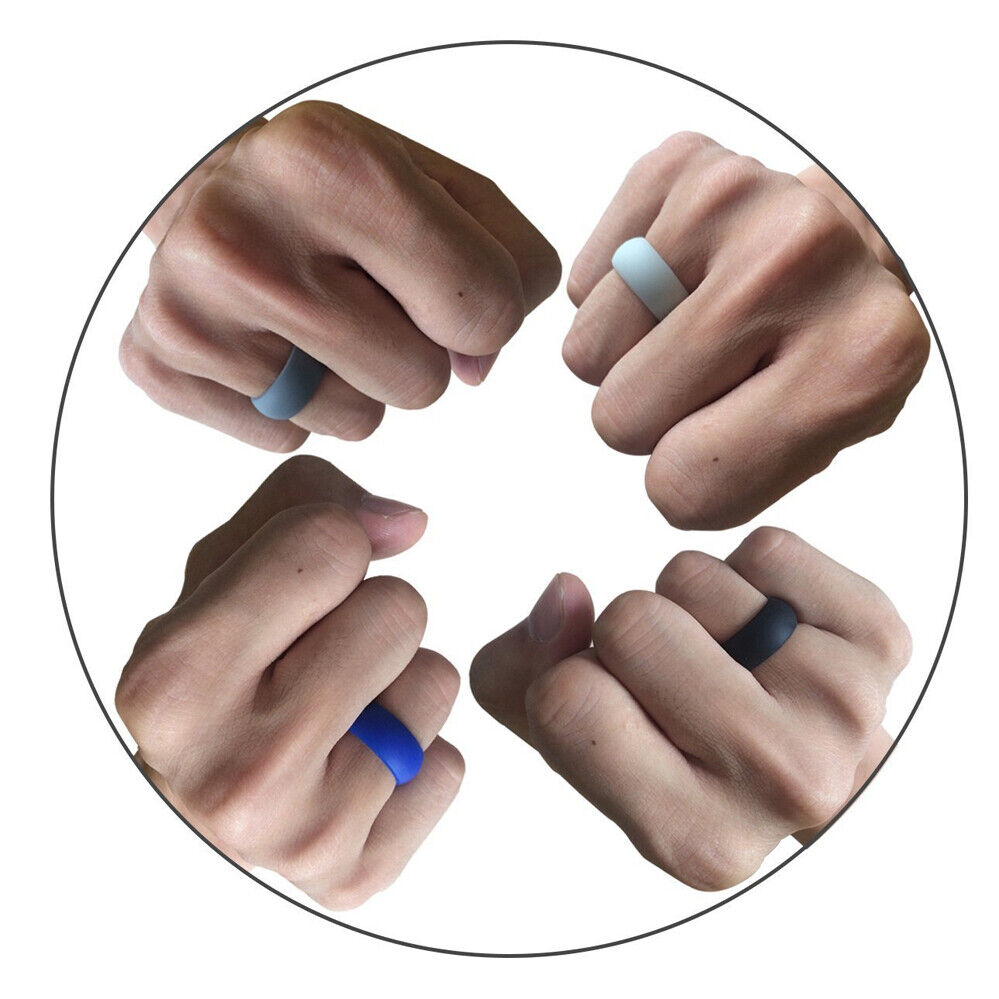 Silicone Rubber Wedding Ring Bands Flexible Comfortable Safe Work Sport Gym 3PCS