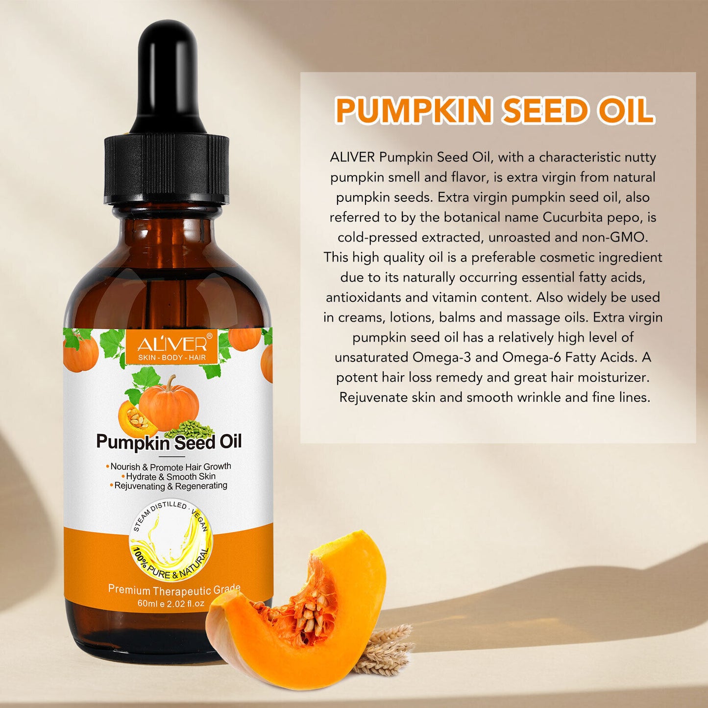 Natural Pumpkin Seed Oil Pure Hair Skin Care Treatment Growth Scalp Moisturizer