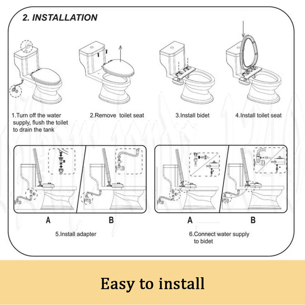 Toilet Bidet Seat Attachment Spray Hygiene Water Wash Clean Sanitation Bathroom