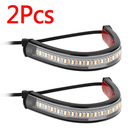 2X Universal LED Motorcycle Fork Turn Signal Indicator Blinker Amber Light Strip