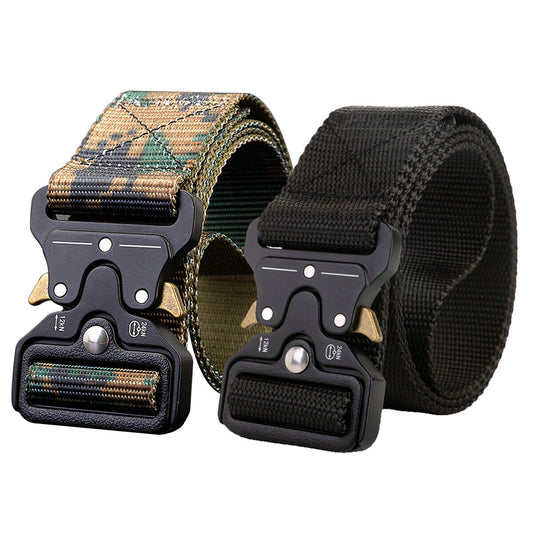 Quick Release Work Belt Tactical Black Men Army Webbing Nylon Military Waistbelt