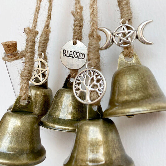 Vintage Handmade Witch Bells Jute Rope Wind Chimes Door Hanging Courtyard Decora