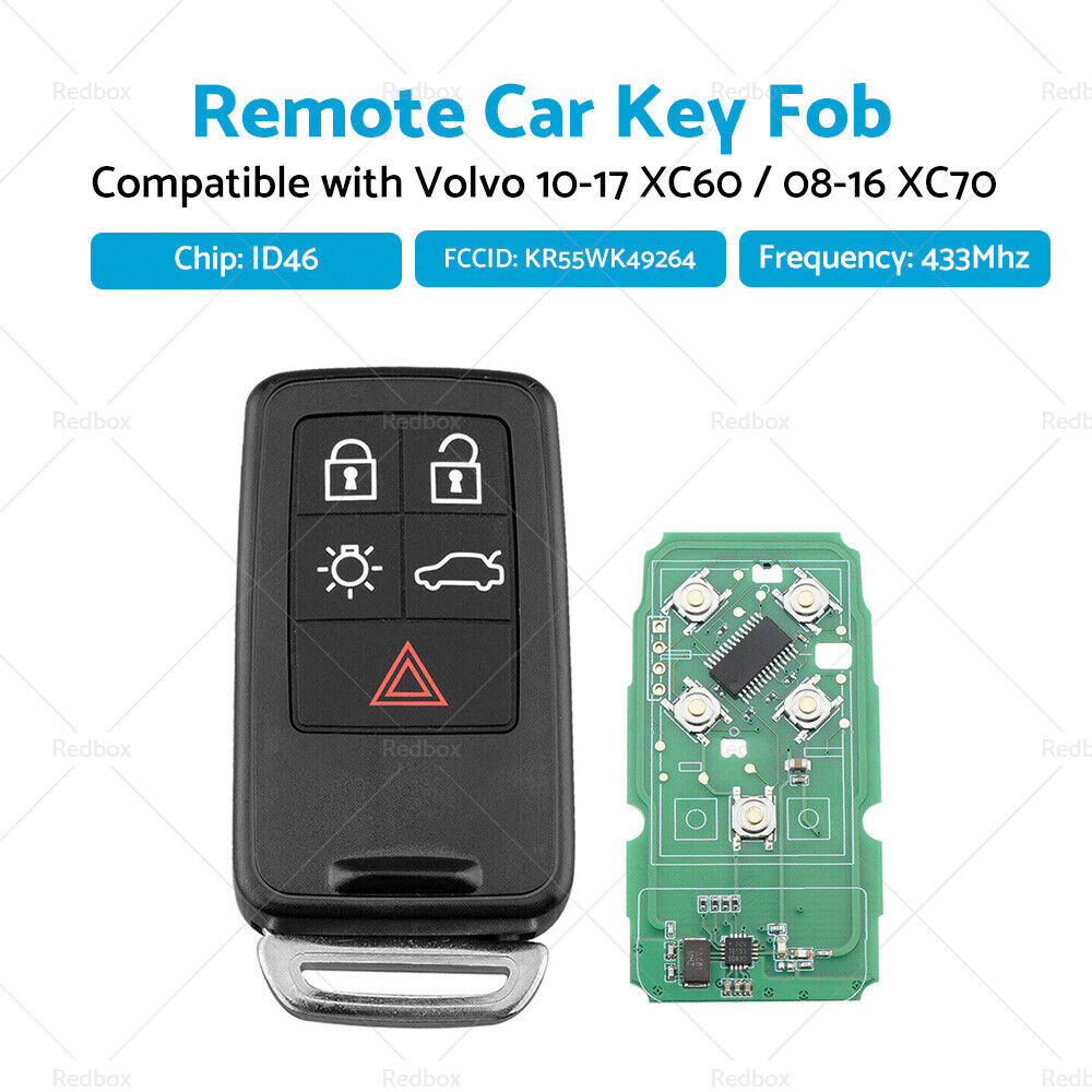 Remote Car Key Fob Entry KR55WK49264 Suitable For Volvo 10-17 XC60 / 08-16 XC70