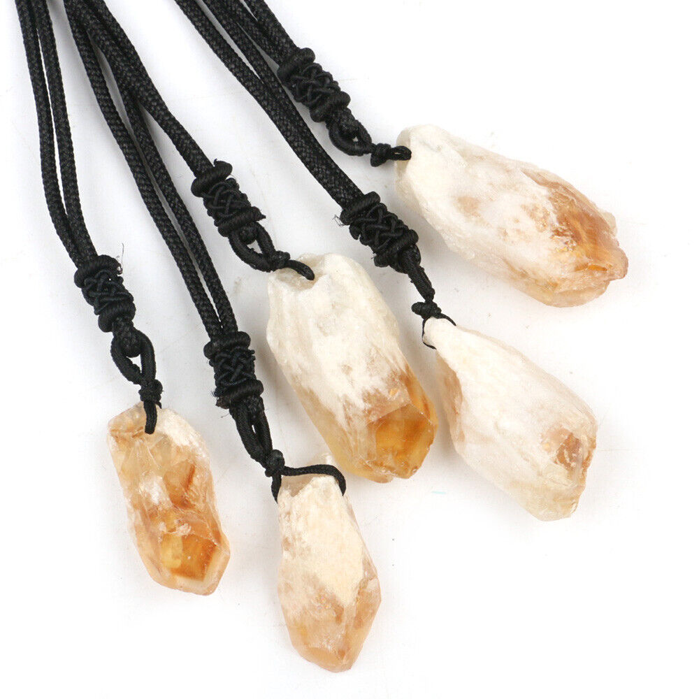 Natural Citrine Crystal Pendant Necklace Gem Stone Quartz Reiki Healing