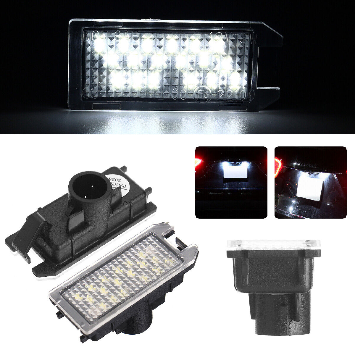 2x White LED License Number Plate Light Lamp For Jeep Grand-Cherokee 2014-2020