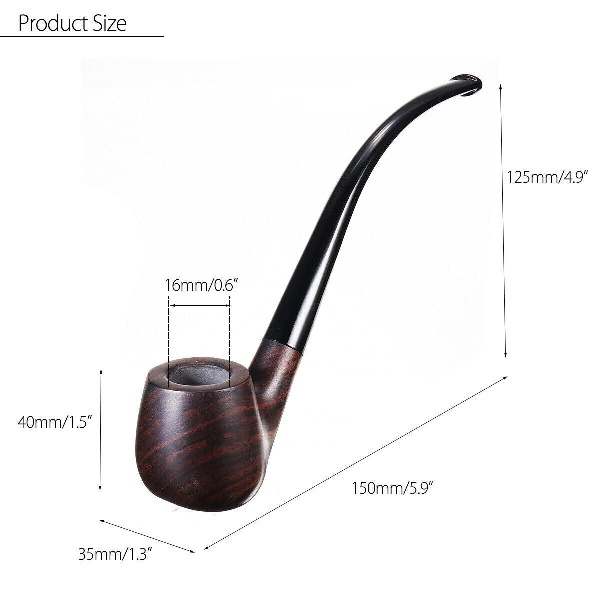 Long Tobacco Smoking Pipe Churchwarden Style Handmade Ebony For Men's Gift