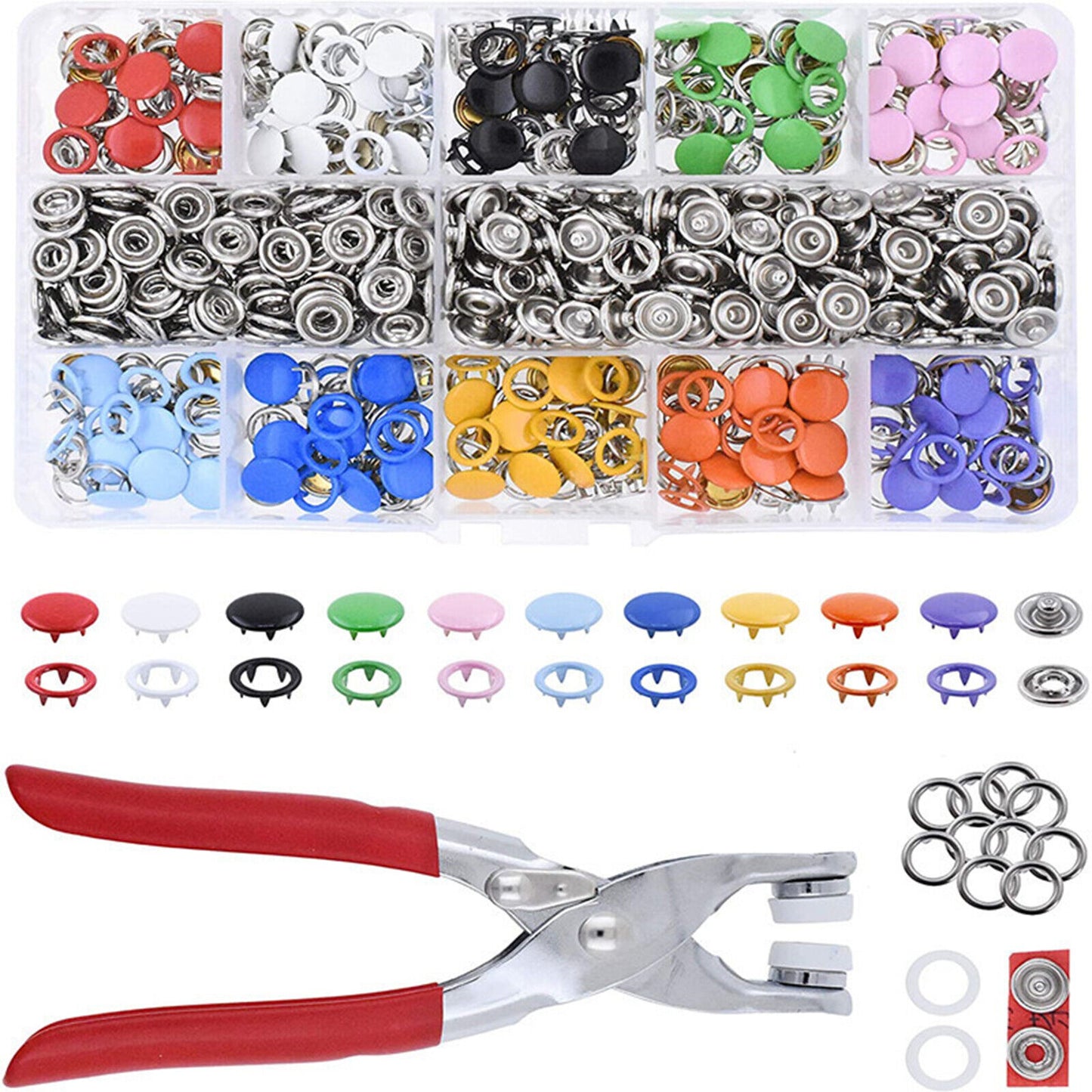 Metal Sewing Buttons Press Stud Snap Fastener Kit Pliers Snap On Tool DIY