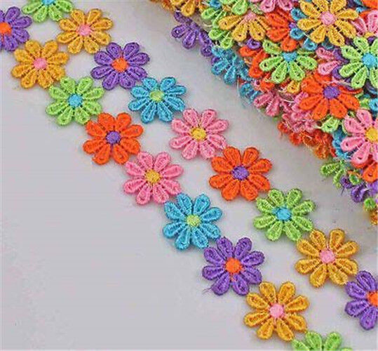 3Yard Colourful Daisy Flower Venice Venise Lace Applique Sewing Trims Doll Trim