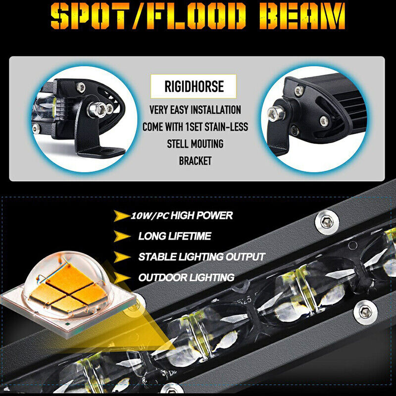 Single Row 8"inch LED Light Bar Combo Spot Flood OffRoad SUV Boat ATV Truck 4WD