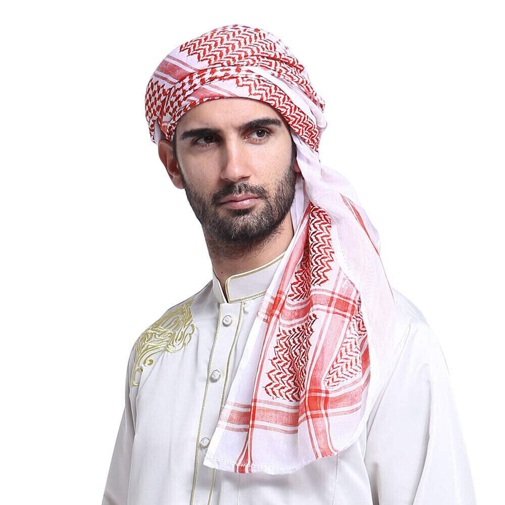 2x Men Arab Kafiya Keffiyeh Arabic Turban Muslim Shemagh Scarf Palestine Bandana