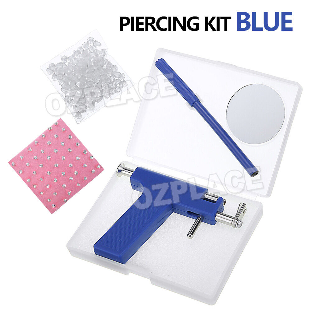 Pro Ear Body Nose Navel Piercing Gun Machine Supply Tool Kit Set + 98 Studs NEW