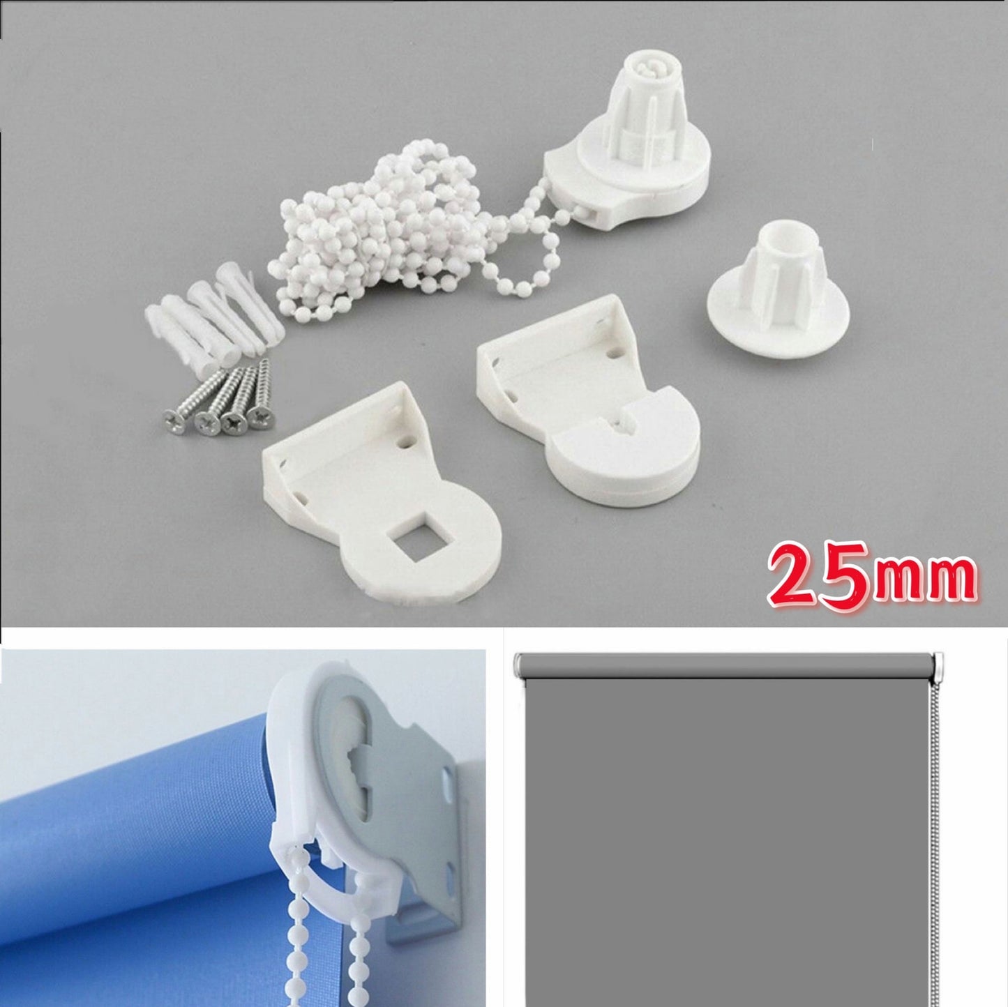 Roller Blind Fitting Kit For 25mm Tube-Blind Spares Chain Tube Brackets Parts