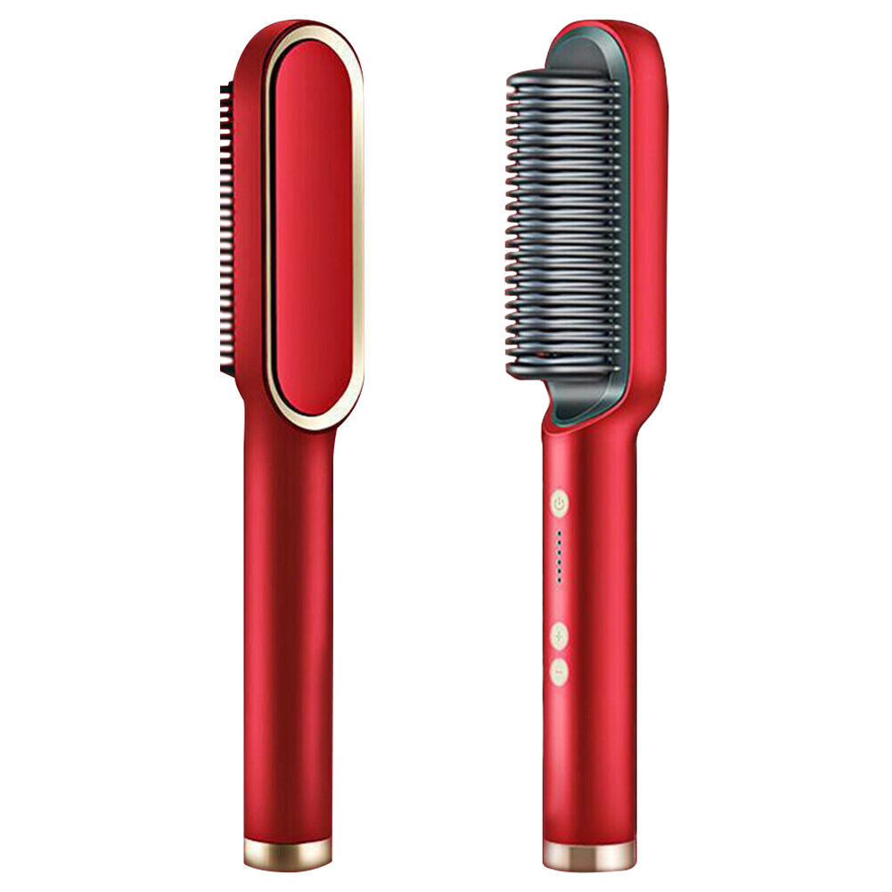 Negative ion Electric Hair Straightener Brush Curler Lazy Comb Hot Flat Artifact