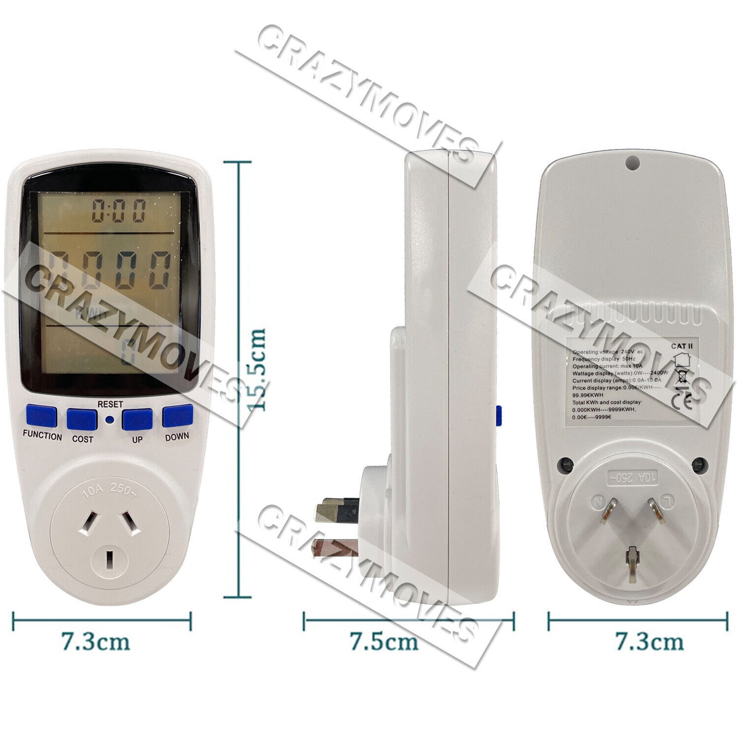 Plug Power Meter Consumption Energy Monitor Watt Electricity Usage Tester