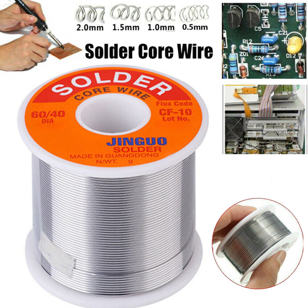 60/40 Tin Lead Solder Wire Rosin Core Soldering Kit Tool 2% Flux Reel 1/1.5/2mm