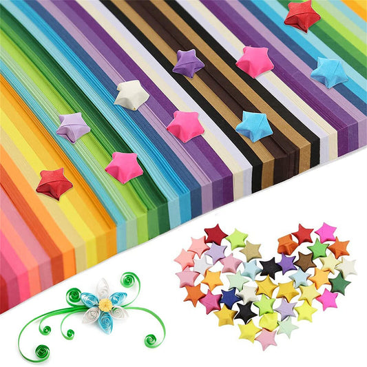 UP 2700pcs Folding Paper Lucky Star Paper Strip Origami Ribbons Art DIY Crafts